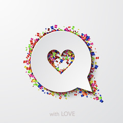 Wall Mural - Vector modern heart with confetti on white