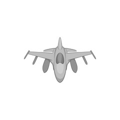 Poster - Military aircraft icon in black monochrome style isolated on white background. Fly symbol vector illustration