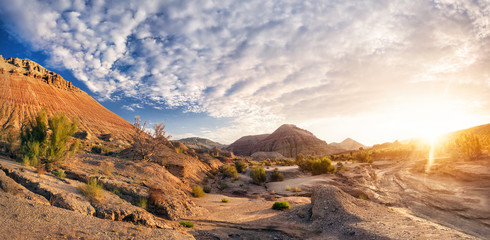 Sunrise in the desert mountains