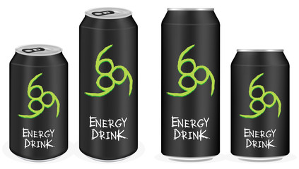 black aluminium energy drink cans vector
