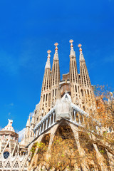 Wall Mural - Barcelona, Spain - April 18, 2016: Cathedral of La Sagrada Familia