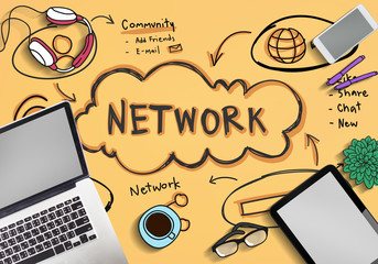 Online Network Connect Global Sharing Media Concept