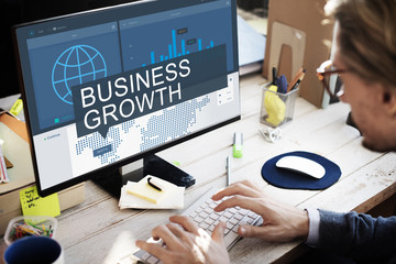 Wall Mural - Global Business Data Analysis Growth Success Concept