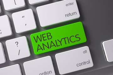 Poster - Keyboard with Green Key - Web Analytics. 3D.