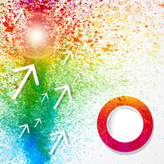 Wall Mural - abstract rainbow watercolor background with arrows.