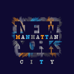 New York Manhattan Typography in a grunge style. Vintage concept