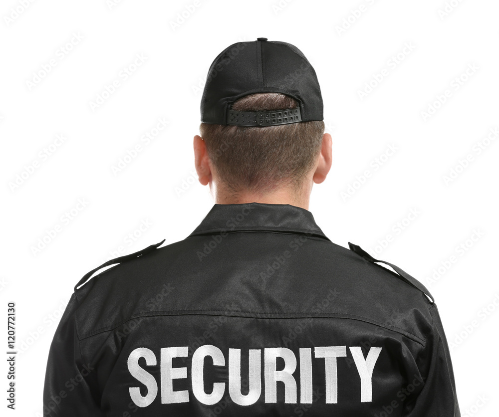 Male security guard isolated on white