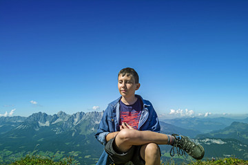 Sticker - Young hiker on the Kitzbuhel mountains, Tirol, Austria