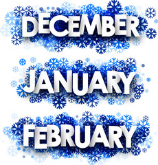 Wall Mural - January, February, December banners.