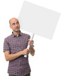 © spaxiax - demonstration concept. Man holding a blank poster