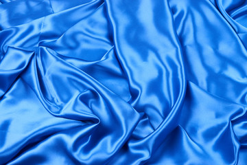 Wall Mural - Shiny deep blue fabric silk