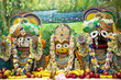 Deities: Jagannath with his elder brother Balabhadra and sister