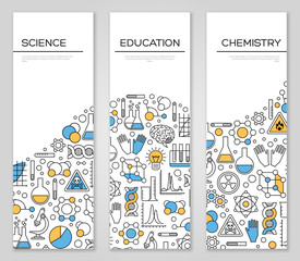 Wall Mural - set of vertical banners with science symbols