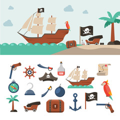 Canvas Print - Pirate icons set