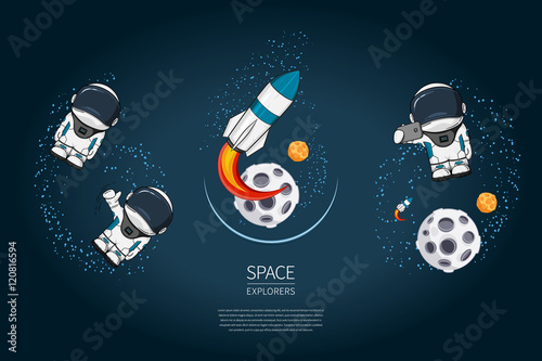 set of modern design vector illustration with rocket launch