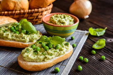 Wall Mural - Pea spread with eggs, onion and herbs