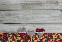 Blank Sign With Hearts And Colorful Leaves Border