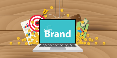 Poster - brand development or building with money goals or gold coin and target valuation
