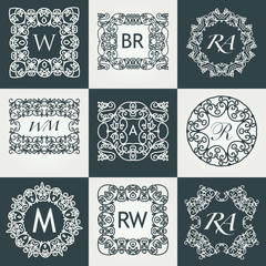 Canvas Print - Set Luxury Logos template flourishes calligraphic elegant ornament monogram .