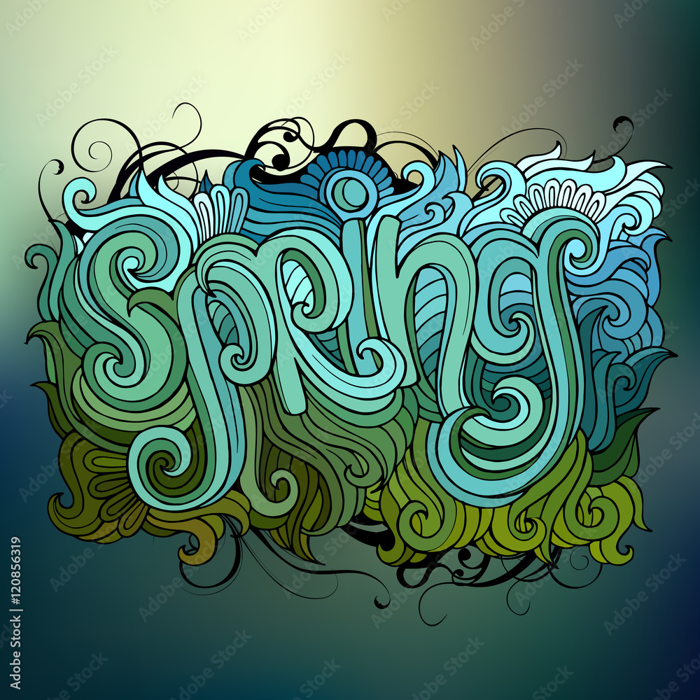 Stock-Vektorgrafik „Spring hand lettering.“ | Adobe Stock