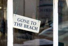 GONE TO THE BEACH Wooden Sign Hung On Window