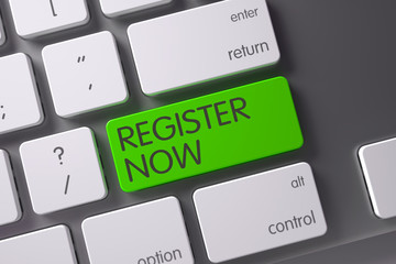 Poster - Keyboard with Green Key - Register Now. 3D.