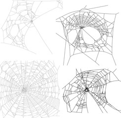 Wall Mural - four black spider webs illustration