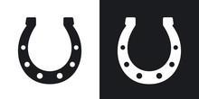 Vector Horseshoe Icon. Two-tone Version On Black And White Background