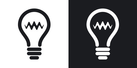 Wall Mural - Vector light bulb icon. Two-tone version on black and white background