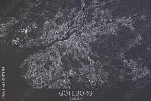 Fotografía Cartina di Göteborg, vista satellitare, città, Svezia
