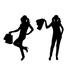 Poster - Vector silhouette of girls.