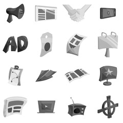 Poster - Advertisement icons set in black monochrome style. Marketing elements set collection vector illustration