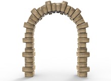 3d Illustration Of Old Arch Way. White Background Isolated. Icon For Game Web. 