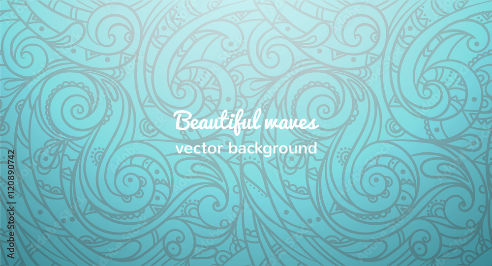 Seamless sea vector blue wave line pattern, sea background Stock Vector ...