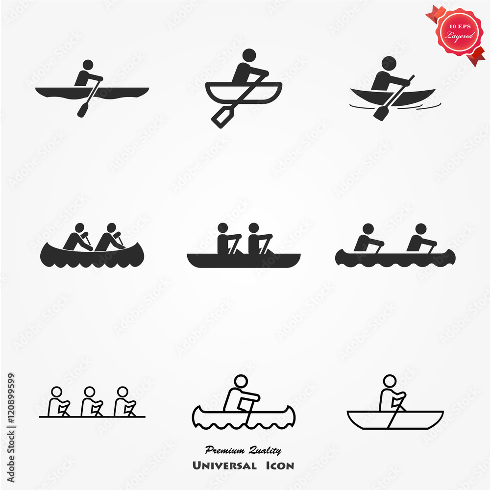 Rowing Icon set Stock Vector | Adobe Stock
