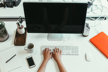 Hands on computer keyboard 