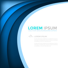 Aufkleber - Blue curve line overlap paper layer vector background with white space for artwork design