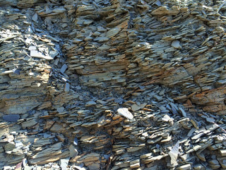 Mountain textured rocky wall with scenic layered stone structure