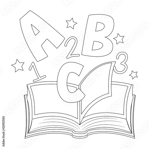 Outlined ABC and 123 on Open Book Stock Vector Adobe Stock