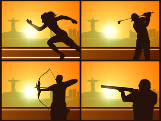 Poster - Set of different Sports players in action.