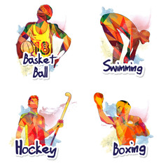 Poster - Set of different Sports players in action.