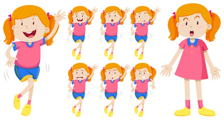 Sticker - Girl in pink with different expressions