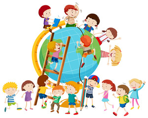 Wall Mural - Lots of children around the globe