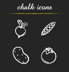 Sticker - Vegetables chalk icons set