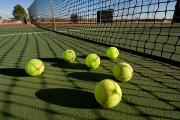 Tennis balls and court