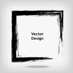 Hand drawn square shape. Label, logo design element. Black rectangle.