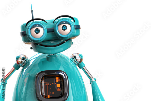 Cuadros en Lienzo old robot happy portrait with a plece to imput your text.73