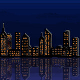 Fototapeta Do pokoju - Illustration of pixel city. Vector of pixel art city .