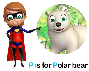 Sticker - super girl pointing pollar bear