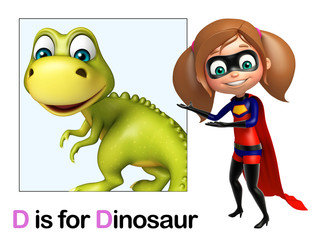 Sticker - Super girl pointing Dinosaur